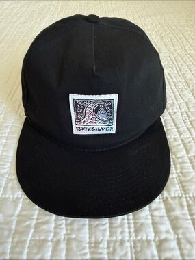 Quiksilver Black Cap with Multi-Color Wave Patch